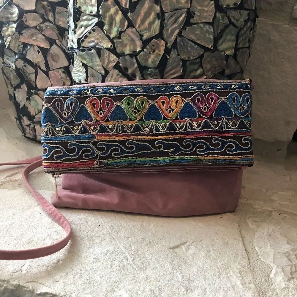 Beya embroidery/sequins clutch/crossbody 